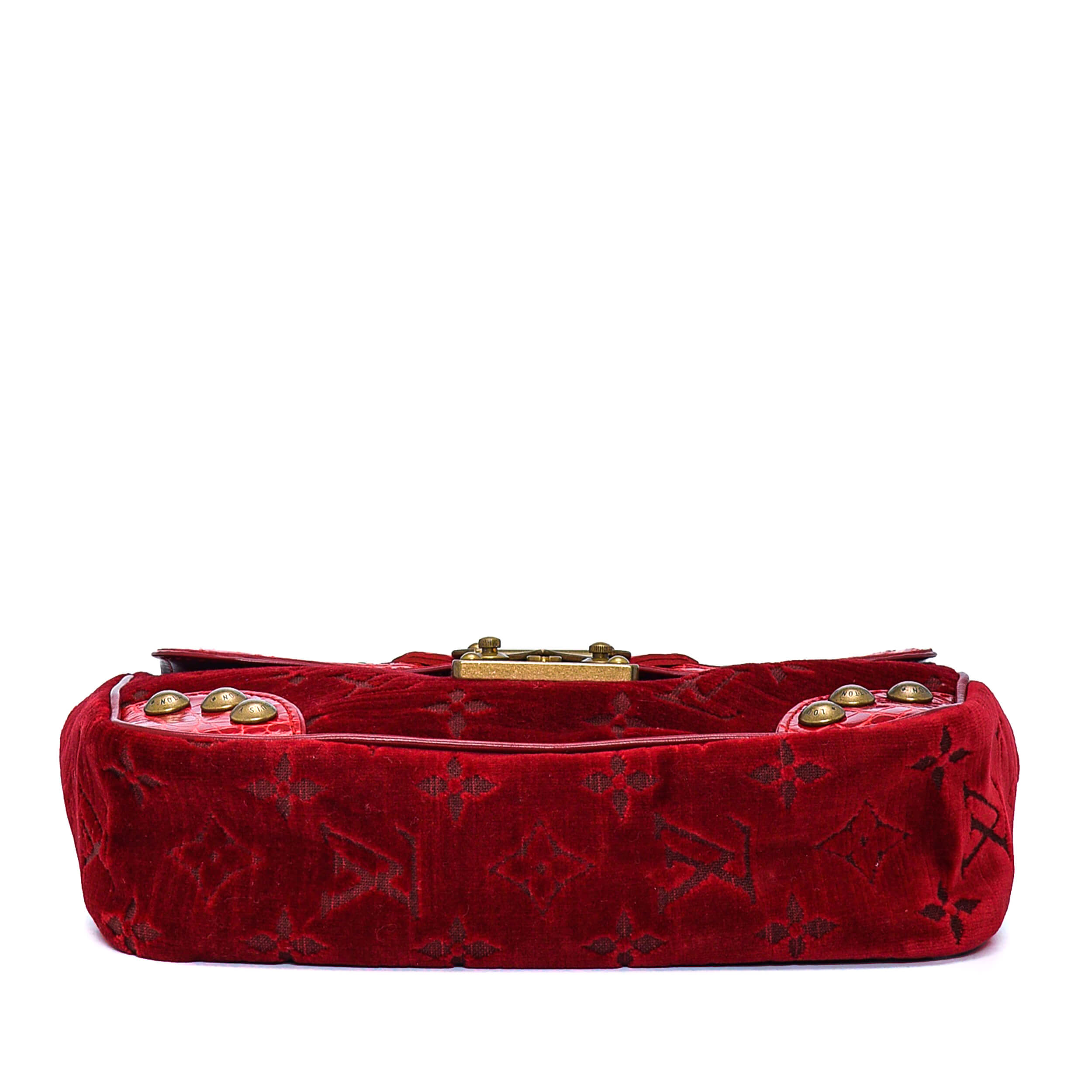 Louis Vuitton - Red Velours Alligator Irvine Satchel Limited Edition Bag